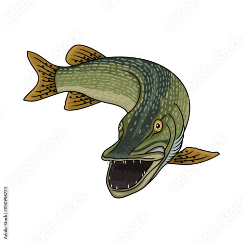 pike fishing illustration logo vector image t shirt