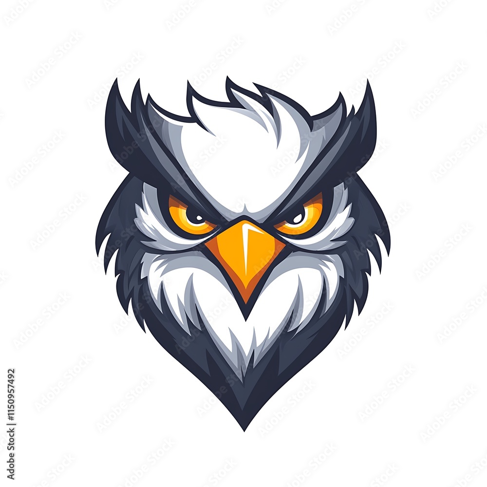 Obraz premium Angry Owl Head Logo Design. Concept of Wisdom, Strength, and Power.