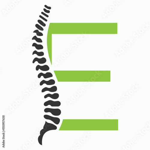 Initial Letter E Spine Logo Concept For Chiropractic Logo Design, Medical Physiotherapy Symbol