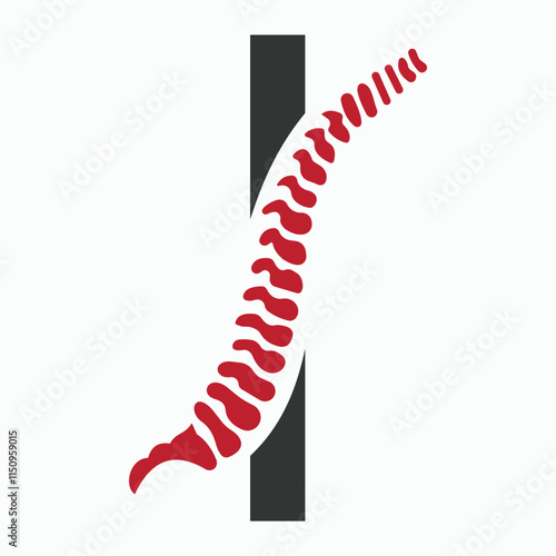 Initial Letter I Spine Logo Concept For Chiropractic Logo Design, Medical Physiotherapy Symbol