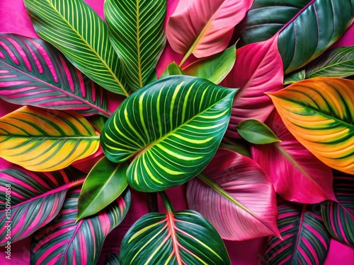 Wallpaper Mural Pink Background Tropical Leaves Food Photography,  Vibrant Summer Fruit & Leaf Still Life Torontodigital.ca