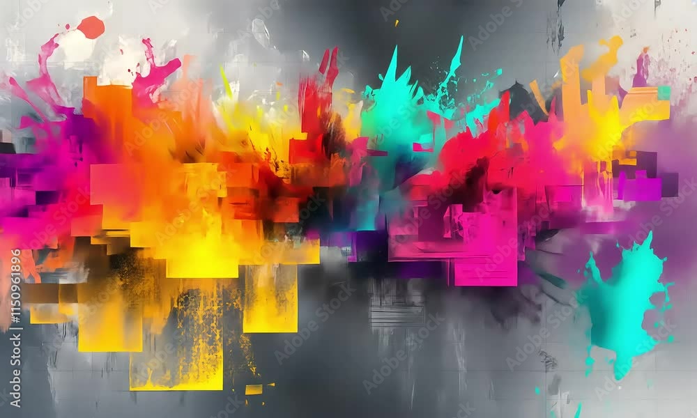 Vibrant Abstract Art with Bold Colors and Dynamic Patterns in Shades of ...