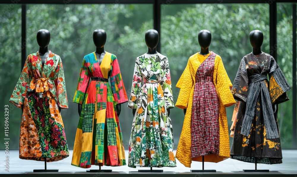 Fototapeta premium Eco-friendly fashion show highlights vibrant designs