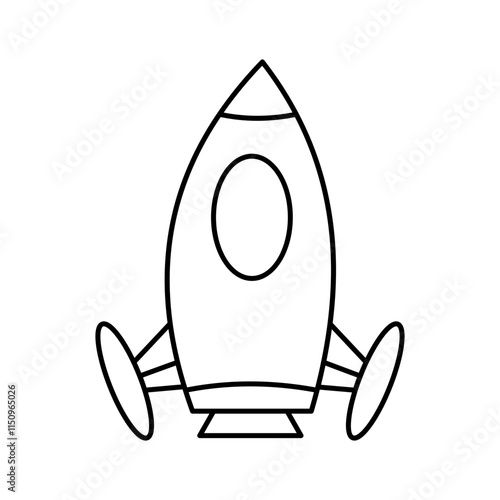 Dynamic rocket element showcasing hand drawn design, flames, and propulsion. Ideal for space-themed designs, technology visuals, or concepts of innovation, exploration, and futuristic adventures.