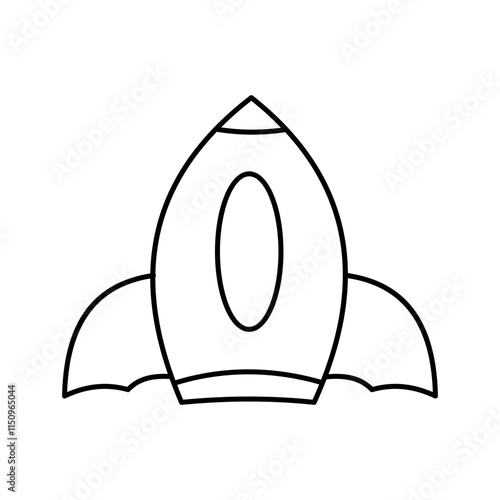 Dynamic rocket element showcasing hand drawn design, flames, and propulsion. Ideal for space-themed designs, technology visuals, or concepts of innovation, exploration, and futuristic adventures.