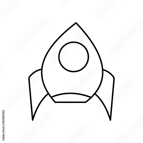 Dynamic rocket element showcasing hand drawn design, flames, and propulsion. Ideal for space-themed designs, technology visuals, or concepts of innovation, exploration, and futuristic adventures.
