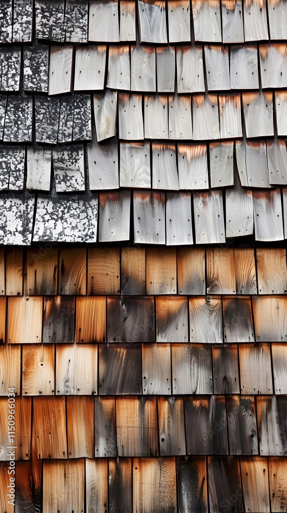 A collection of diverse cedar shingles aligned in rows, showcasing the natural beauty of textured wood surfaces. A collection of diverse cedar shingles aligned in rows, showcasing the natural beauty of textured wood surfaces.