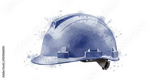 Blue Watercolor Hard Hat Safety Construction Industry photo