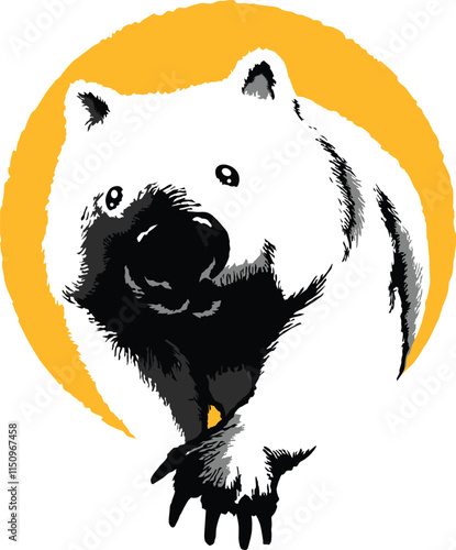 Front View of Wombat Walking Illustration
