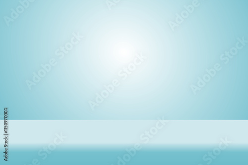 Abstract blue gradient studio room background, 3d empty soft smooth blur backdrop like in a room with spot lights shining on the floor or on the table, vector illustration design for product display