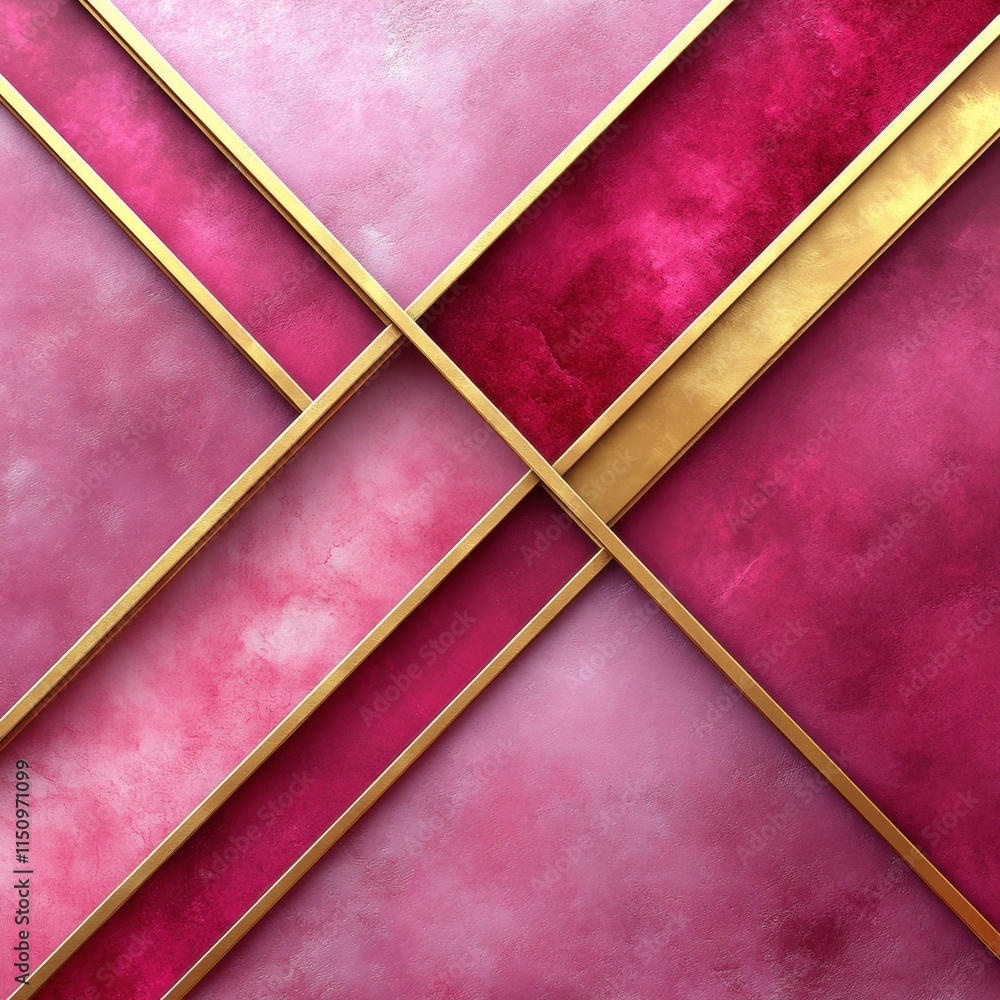 Fototapeta premium Pink and gold abstract design with a gold stripe