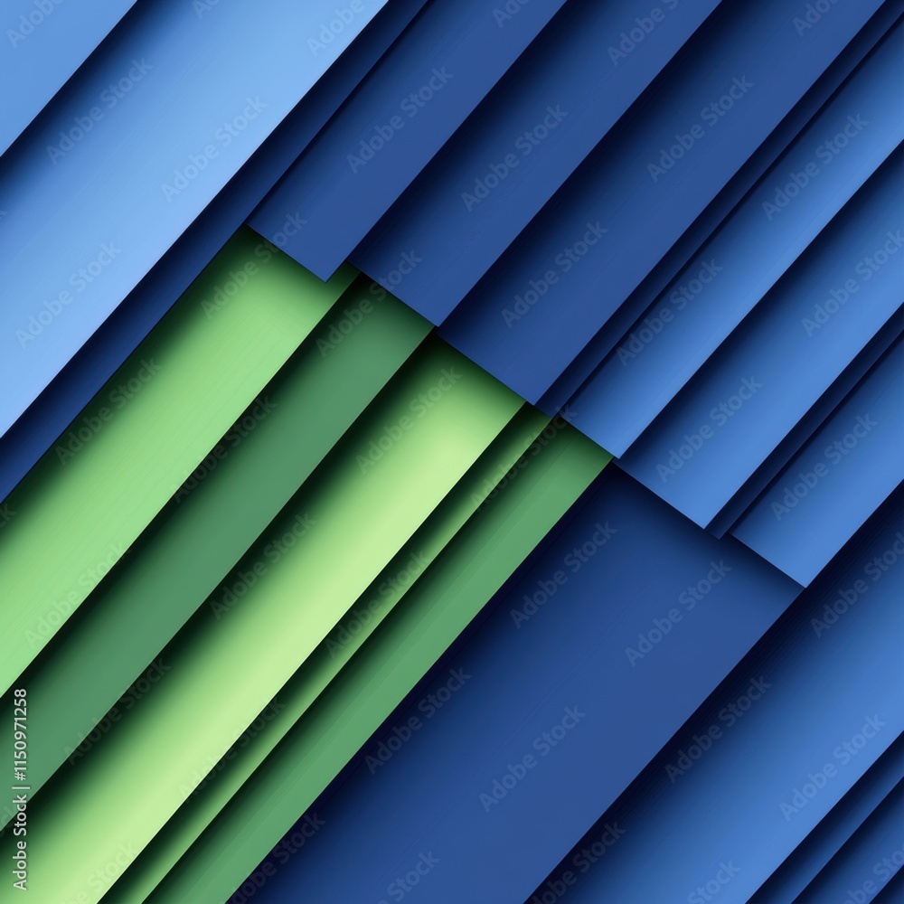 Obraz premium Blue and green striped background with a green square in the middle