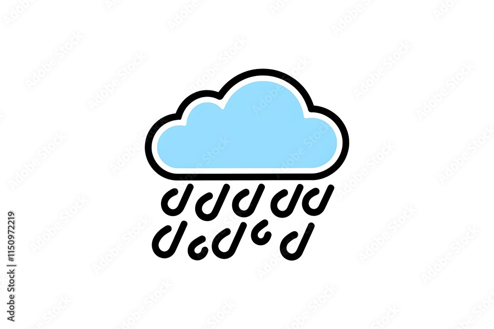 Simple Rainy Day Cloud Icon Weather, Rain, Drops, Sky, Blue Simple Rainy Day Cloud Icon Weather, Rain, Drops, Sky, Blue
