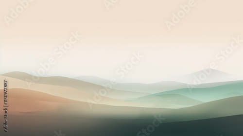 Serene Misty Mountainscape Soft Hues Gradient Landscape