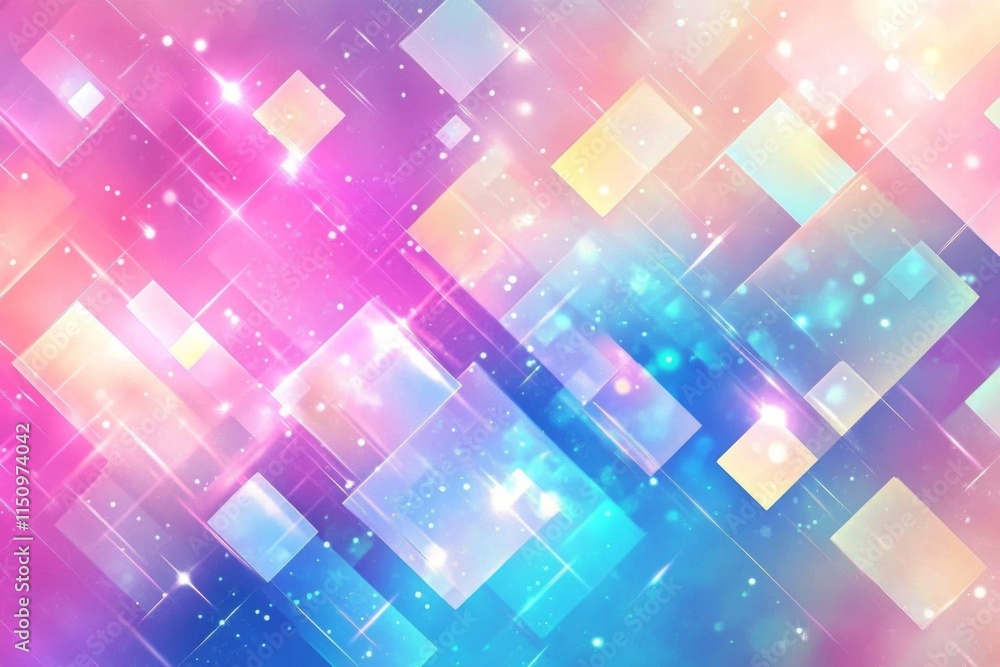 Shiny and glittering elements create a soft, dreamy aesthetic.