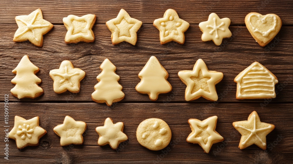 Fototapeta premium christmas cookies in different shapes concept with copy space