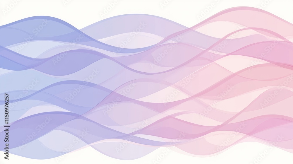 Obraz premium Pastel Wave Abstract: Serene and elegant abstract background featuring soft pastel waves in shades of pink, purple and blue. Perfect for designs that need a calming and stylish feel. 