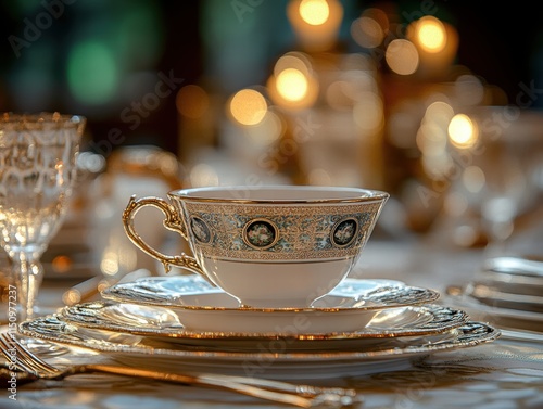 Serving ashure in a luxury restaurant fine dining experience ornate silverware elegant ambiance culinary delight photo