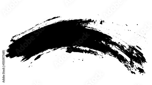 Bold Black Brushstroke Grunge Rectangle, Rough black brushstroke in a rectangular shape on white background, ideal for grunge design, abstract art, or creative layouts.

