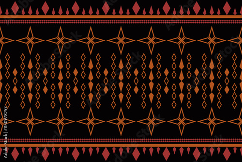 Geometric and cross stitch traditional ethnic pattern.floral pixel art embroidery. Elegance background abstract Aztec seamless pattern for fabric,cloth,dress,carpet,curtain,sarong,batik,wallpaper.
