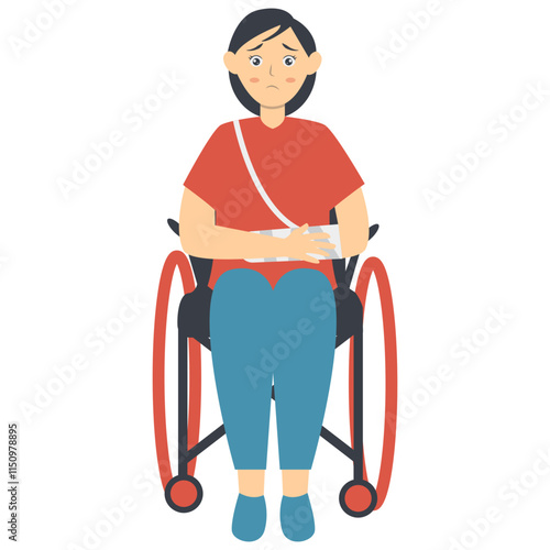 Woman with Pain and Injury. Vector Character Isolated on White Background