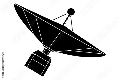 Satellite dish silhouette vector.