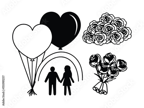 illustration of a couple with heart