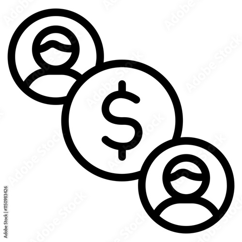 Peer to peer payment Line Icon