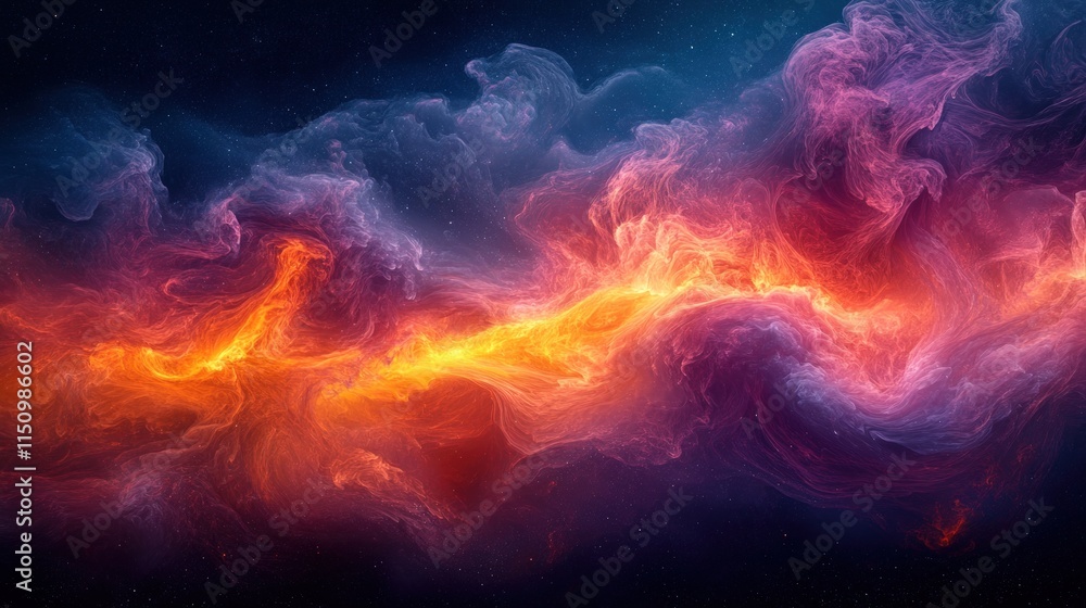 Cosmic swirls, fiery nebula, star-dusted canvas. Cosmic swirls, fiery nebula, star-dusted canvas.