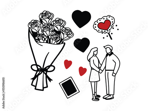 illustration of a couple with heart