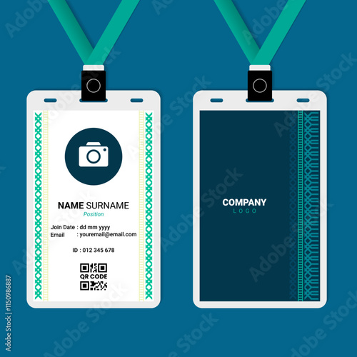 ID Card Design with Geometric Ornament on The Side