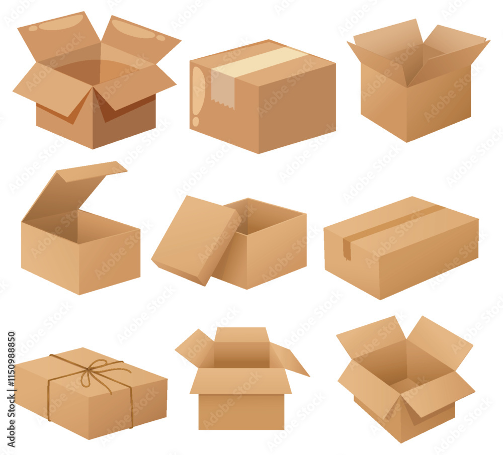 Variety of Cardboard Boxes Illustration Variety of Cardboard Boxes Illustration