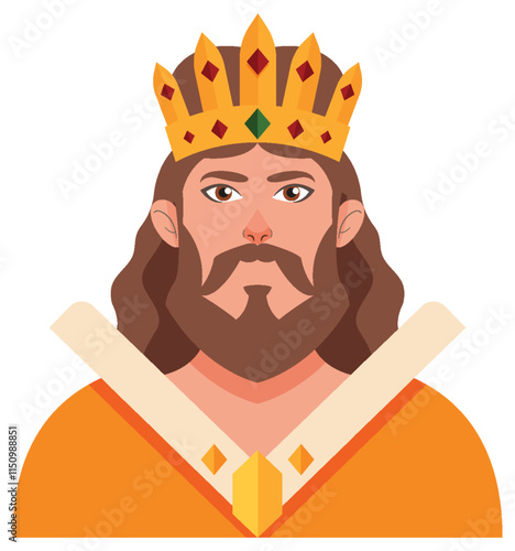 Regal King with Crown Illustration