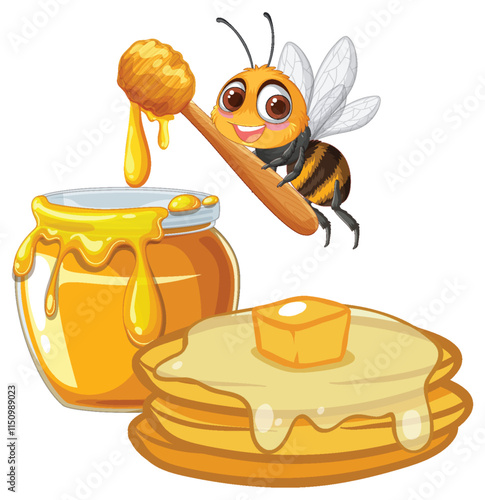 Bee with Honey and Pancakes Delight