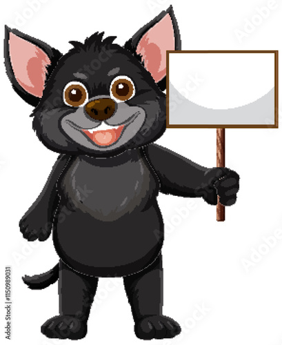 Cute Cartoon Animal Holding Sign