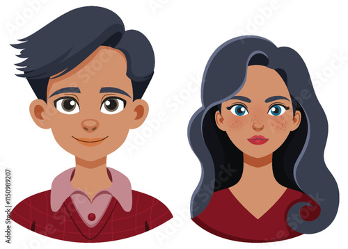 Smiling Man and Woman Illustration