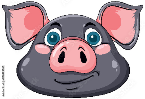 Cute Cartoon Pig Face Illustration