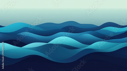 Abstract Blue Ocean Wave Abstract Art Design