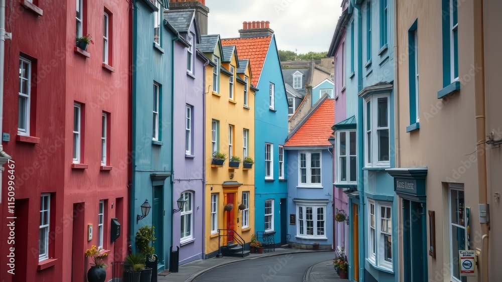Obraz premium Colorful Kinsale Houses, Ireland - European Charm, Vibrant Streets