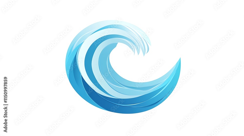 Naklejka premium Abstract blue stylized ocean wave design.