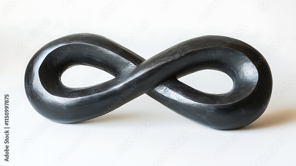 Black wooden infinity symbol sculpture on white background. Black wooden infinity symbol sculpture on white background.