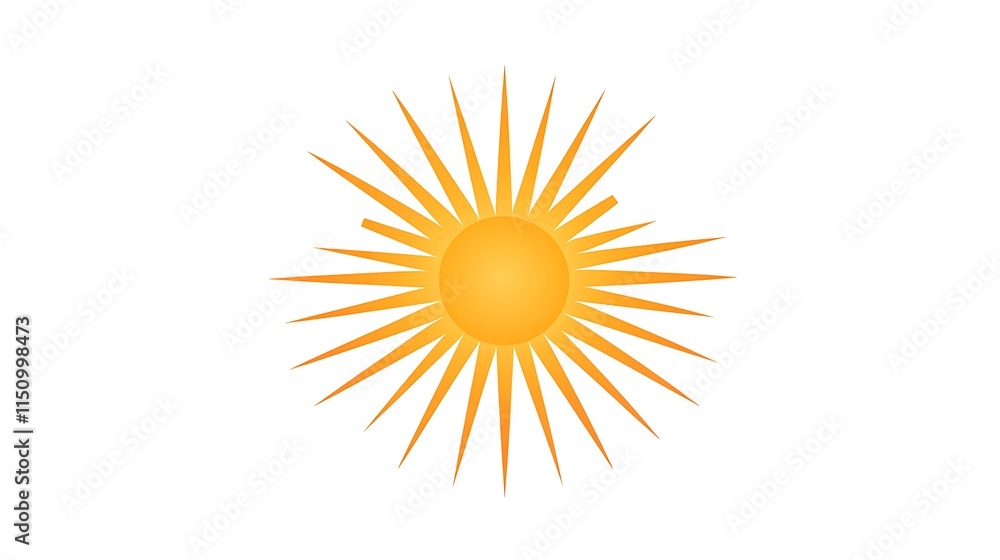 Stylized sun illustration, bright yellow and orange, isolated on white. Stylized sun illustration, bright yellow and orange, isolated on white.