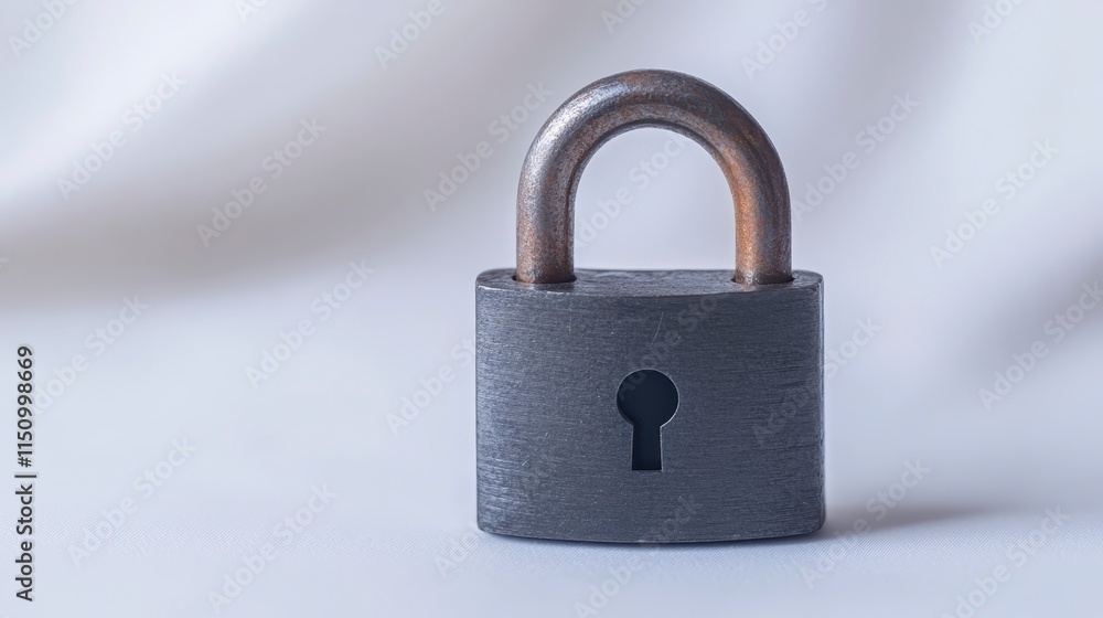 A silver padlock sits on a soft, light-colored surface, symbolizing security and protection. A silver padlock sits on a soft, light-colored surface, symbolizing security and protection.