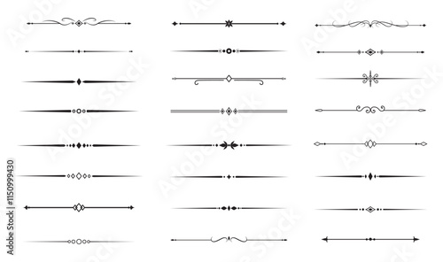 Set of Vintage decorative lines. text dividers. Line border. Lines separators, Borders, Vintage dividers, Underline elements. Vector illustration