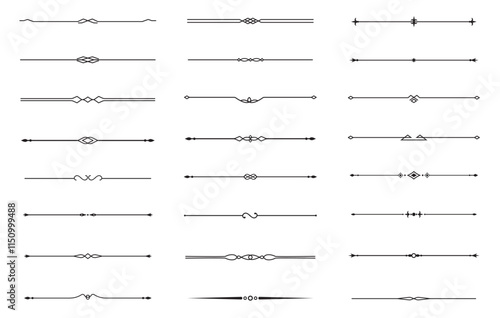 Set of Vintage decorative lines. text dividers. Line border. Lines separators, Borders, Vintage dividers, Underline elements. Vector illustration