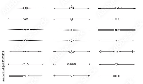 Set of Vintage decorative lines. text dividers. Line border. Lines separators, Borders, Vintage dividers, Underline elements. Vector illustration