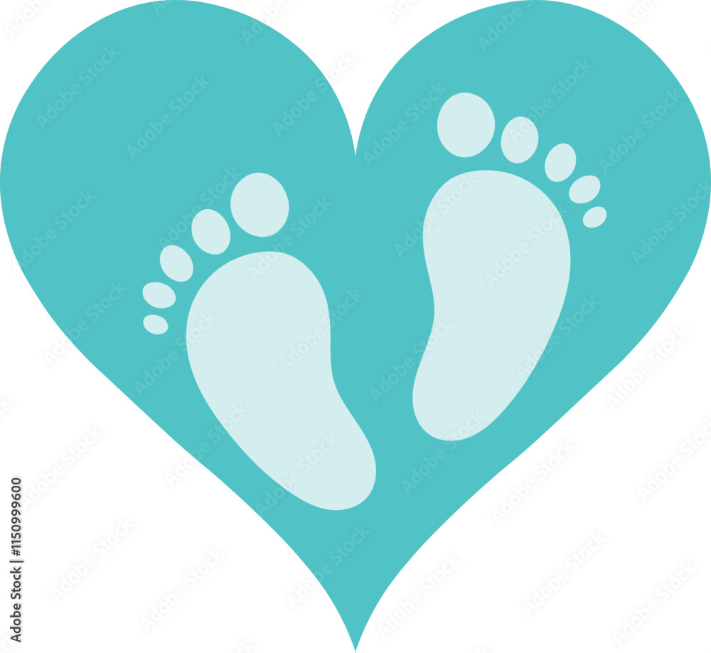 Baby Footprints Inside a Blue Heart Baby Footprints Inside a Blue Heart