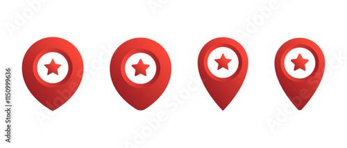 Map pointer with star icon in gradient style. Favorite place marker sign symbol