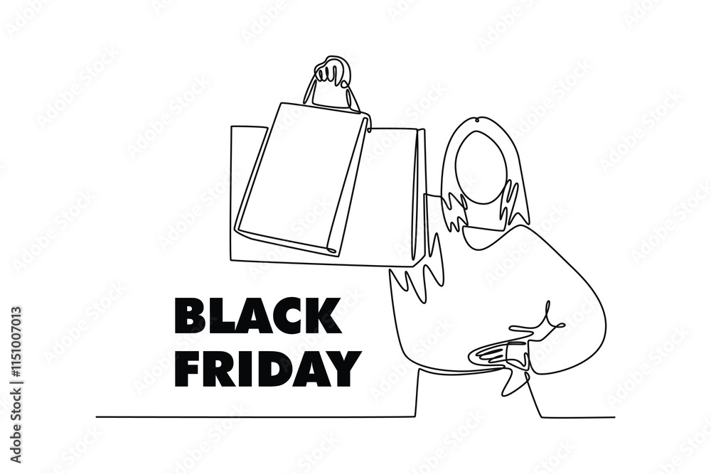 Black Friday sale concept. Single line draw design vector graphic illustration. Black Friday sale concept. Single line draw design vector graphic illustration.