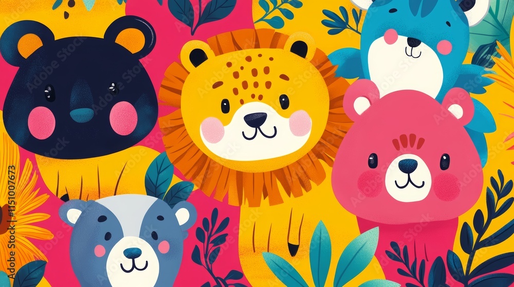 Naklejka premium Colorful Animal Inspired Textures Illustration